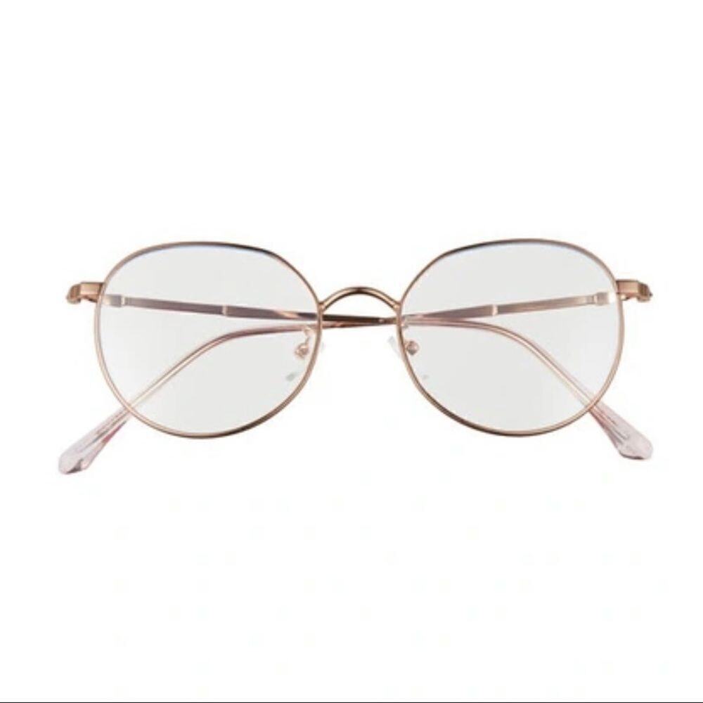 BP 50mm Round Blue Light Filtering Wire Frame Glasses in Pink NWT